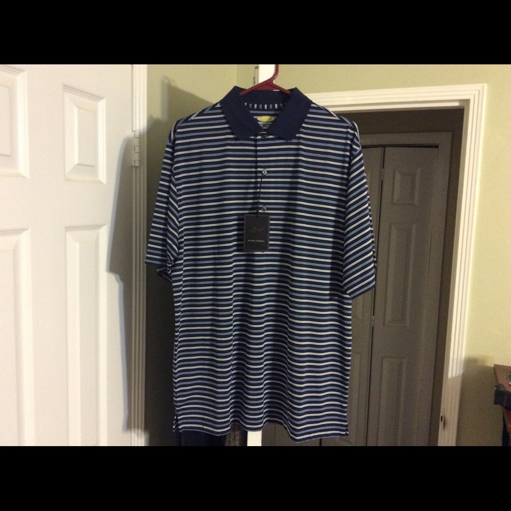Greg Norman PlayDry Striped Golf Polo Medium