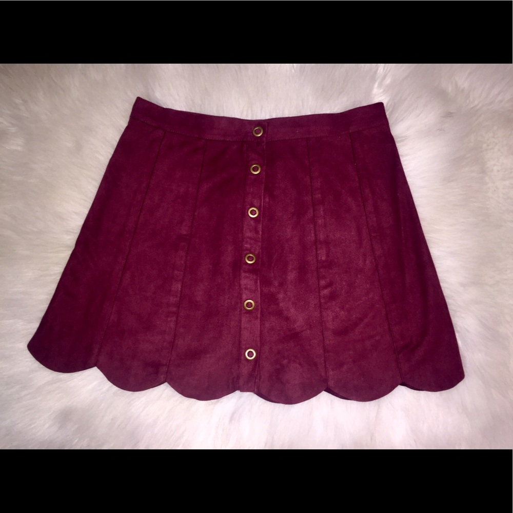Kendall &a Kylie maroon suede button down skirt
