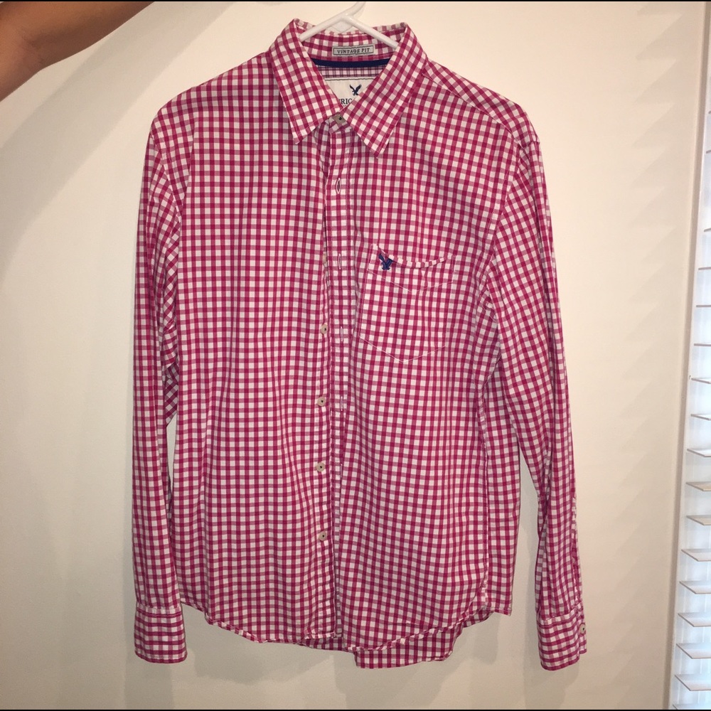 Red button down Abercrombie shirt