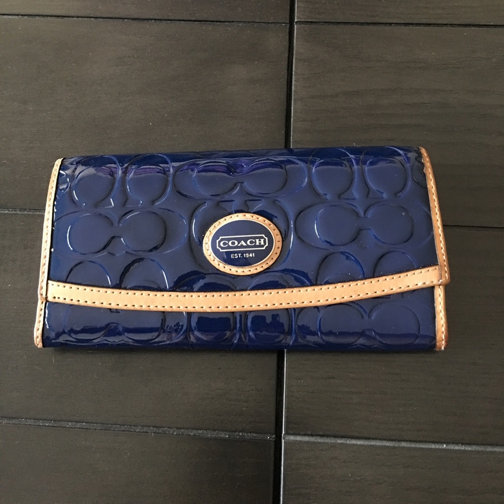 Coach blue patent leather wallet