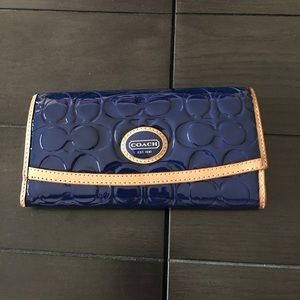 Coach blue patent leather wallet