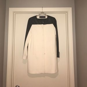 Zara white and leather coat