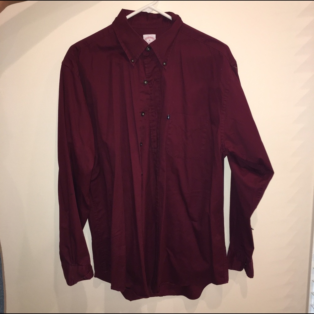 Maroon brooks brothers button up shirt