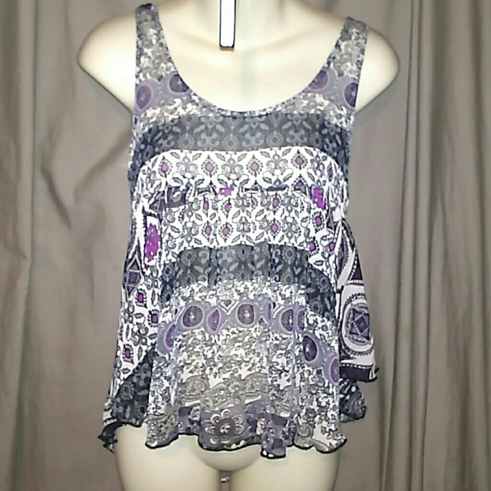 Like new sheer lacey razor back top