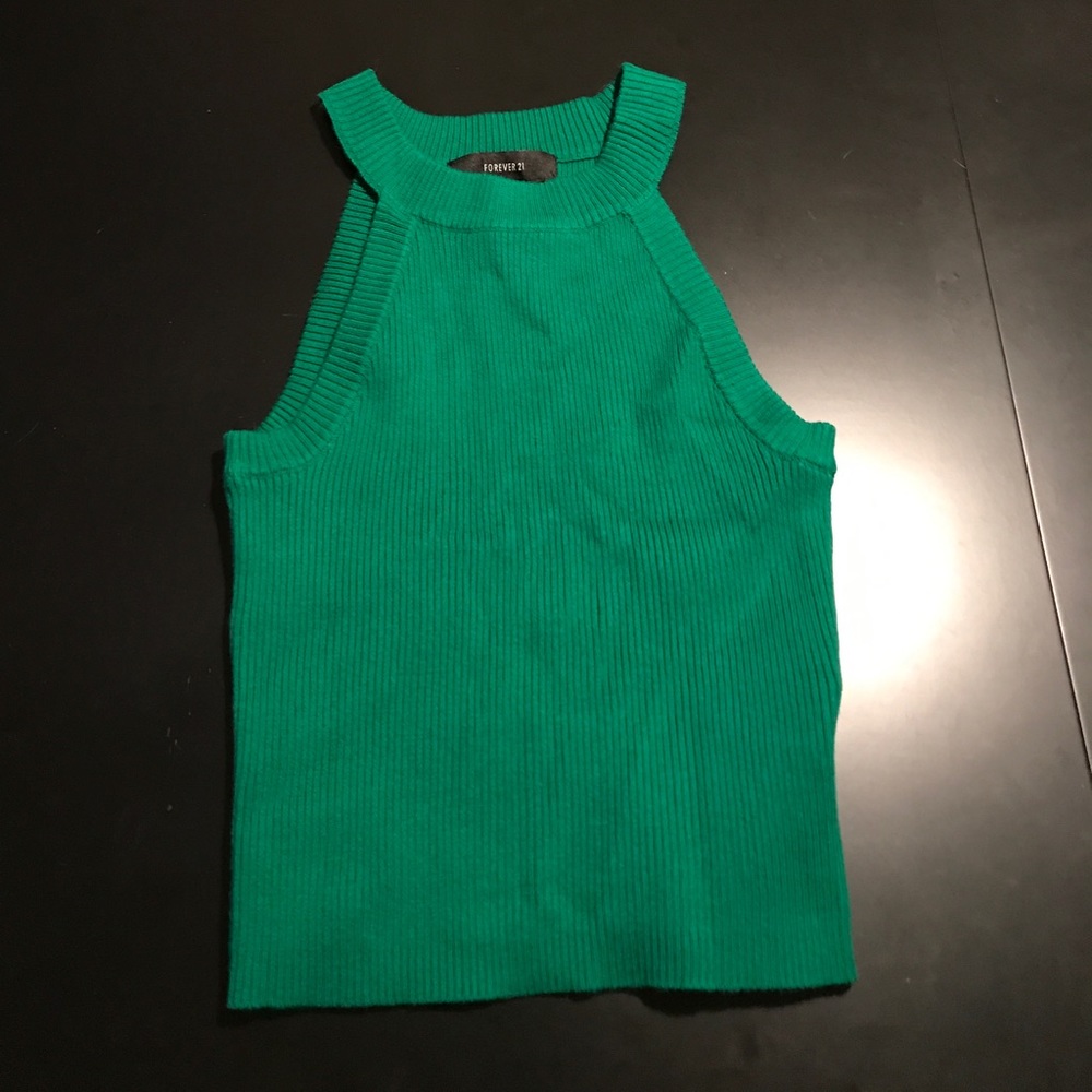 Green wool crop top