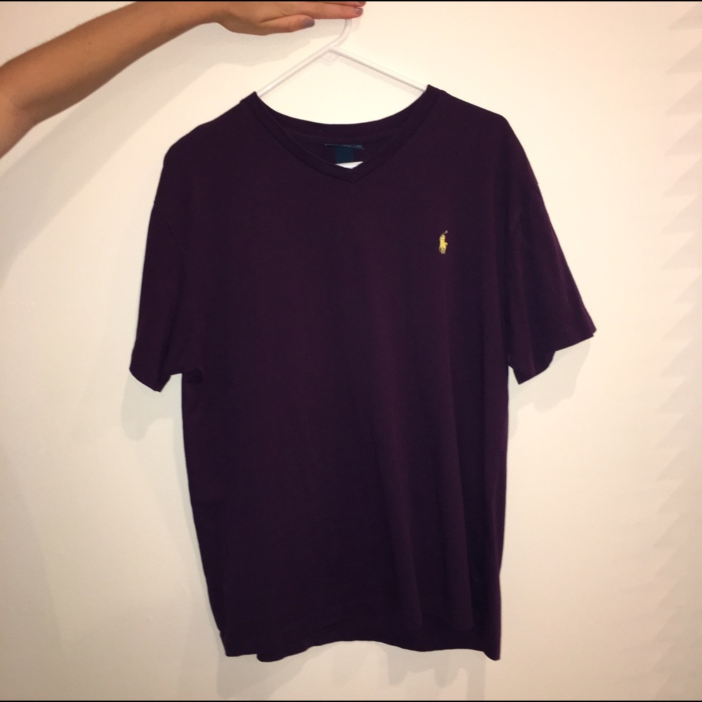 Purple v neck polo t shirt