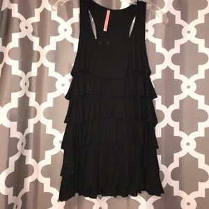 black ruffle tank top