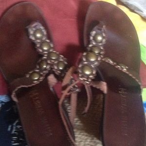 Chunky heel thong sandals