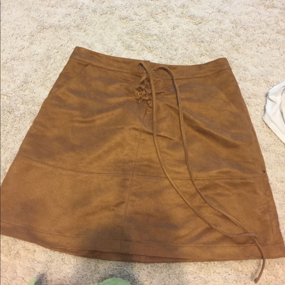 brown suede skirt