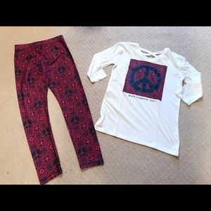 Justice leggings/shirt Peace Sign set size 10