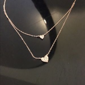 Beautiful double necklace with heart pendant