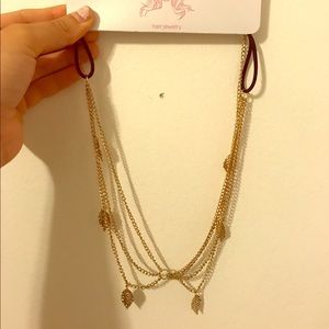 Goddess gold headband, head chain with leaves