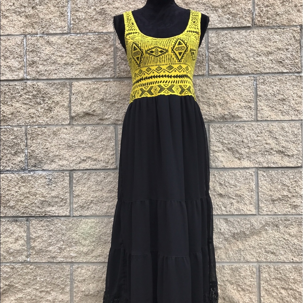 OP Junior Maxi Black Yellow Dress