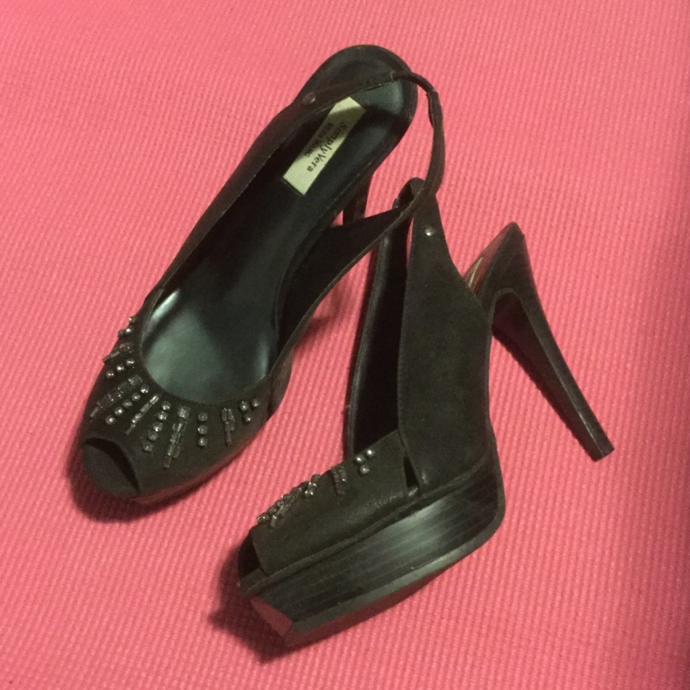 EUC, embellished open toe pumps, - Picture 2 of 3