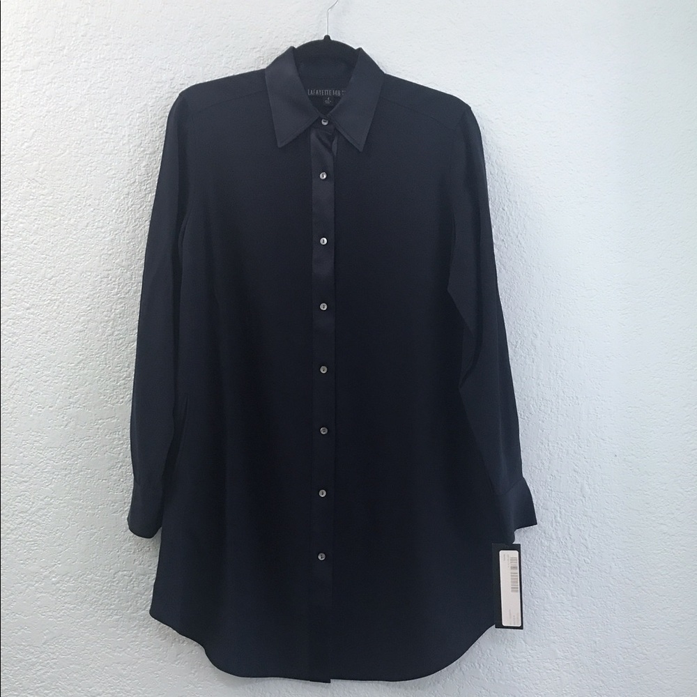 Lafayette 148 Navy Silk Tunic size 4