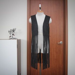 Express Western Long Fringe Vest
