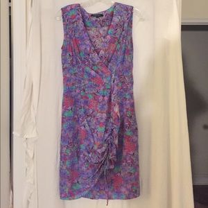 Printed wrap front dress