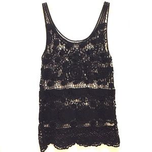 Charlotte Russe black crochet tank top
