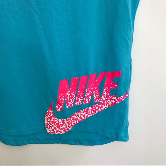 Nike Tops | Nike Tee Turquoise Blue With Pink Swoosh | Poshmark
