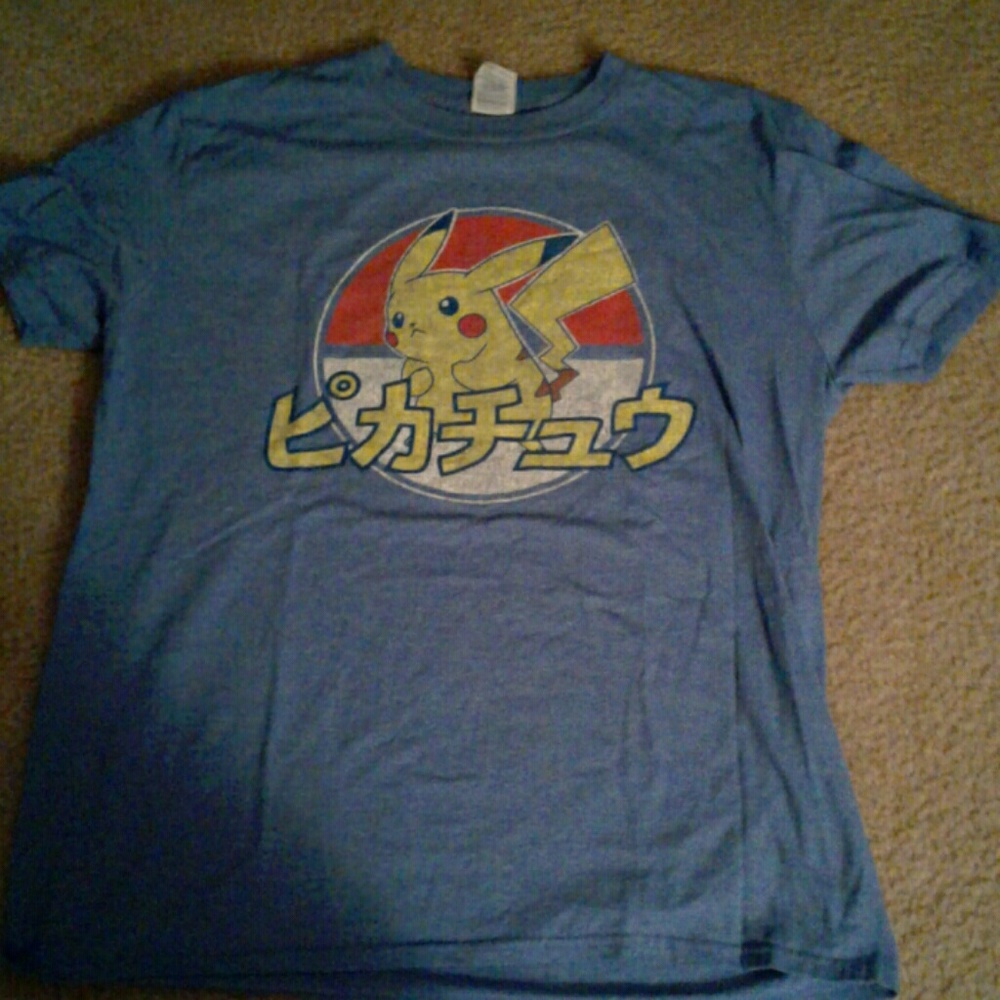 Pokemon pikachu blue t-shirt size L