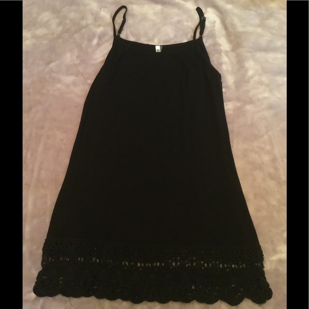 Black tank dress with lace detail
