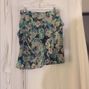 Printed side drawstring skirt