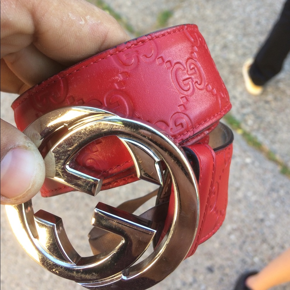 Red Gucci belt