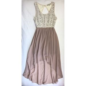 Love Culture cream Lace top sheer flowy dress Sz M