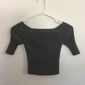 gray ribbed top