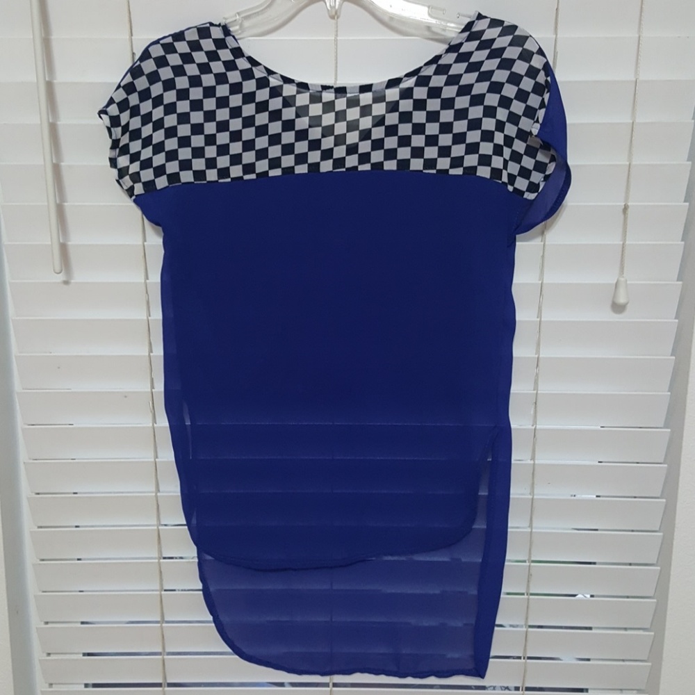 Blue checkered blouse