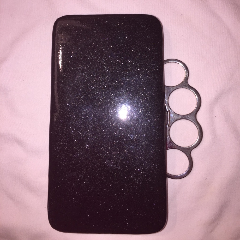 Black finger grip glitter Wallet