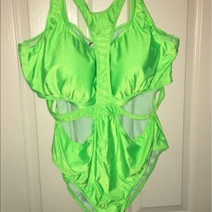 One Piece Sexy Neon Green Plus Size Swimsuit