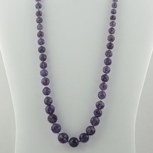 Purple faceted glass bead necklace