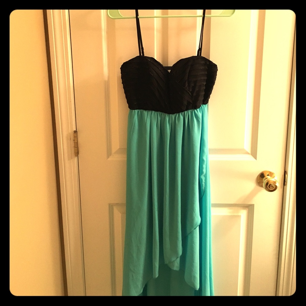 Hi Low Black and Mint Green dress