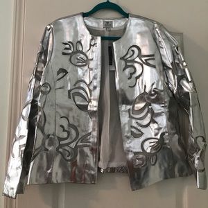 Silver Leather long sleeve Jacket