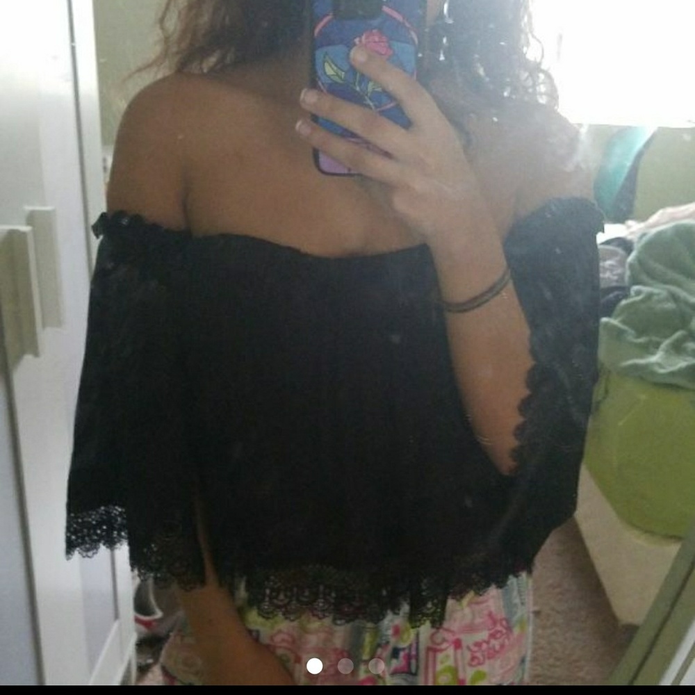 Black off the shoulder boho top