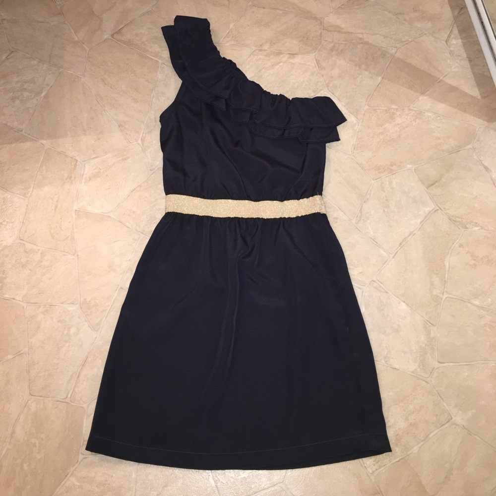 SAKS Midnight blue one shoulder dress XS