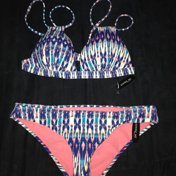 Adore Me | Swim | Price Firm Cute Blue Print Bikini | Poshmark