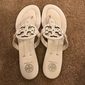 Tory Burch Miller Sandals, Patent White Leather