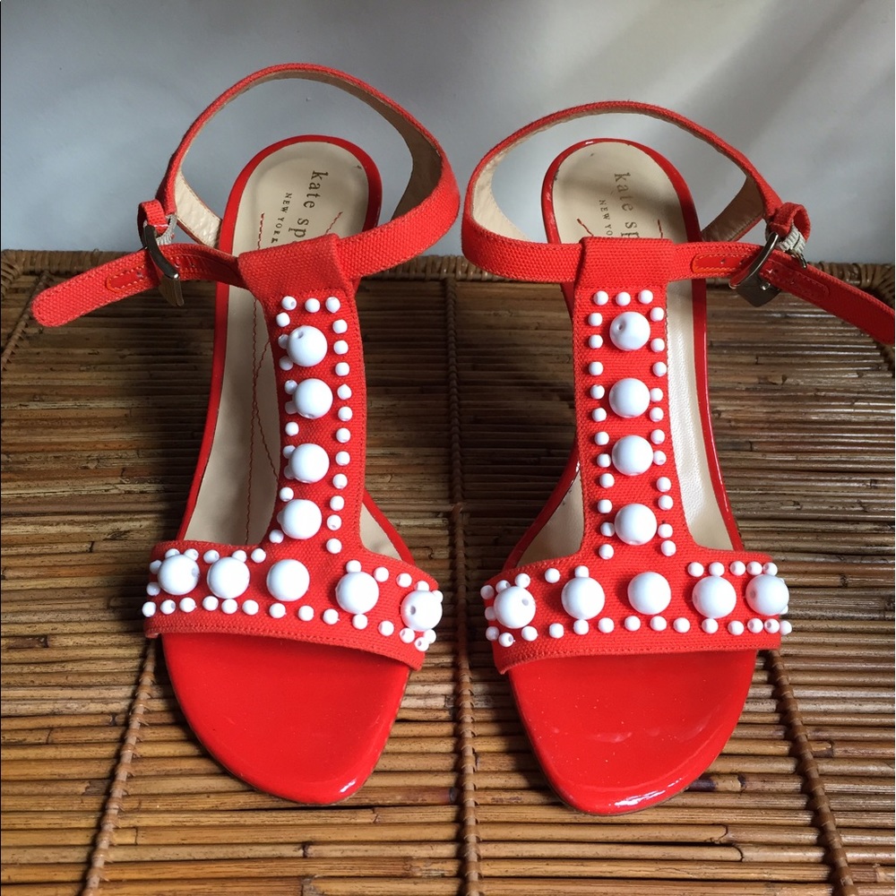 Kate Spade Orange Red Heels, size 6.5