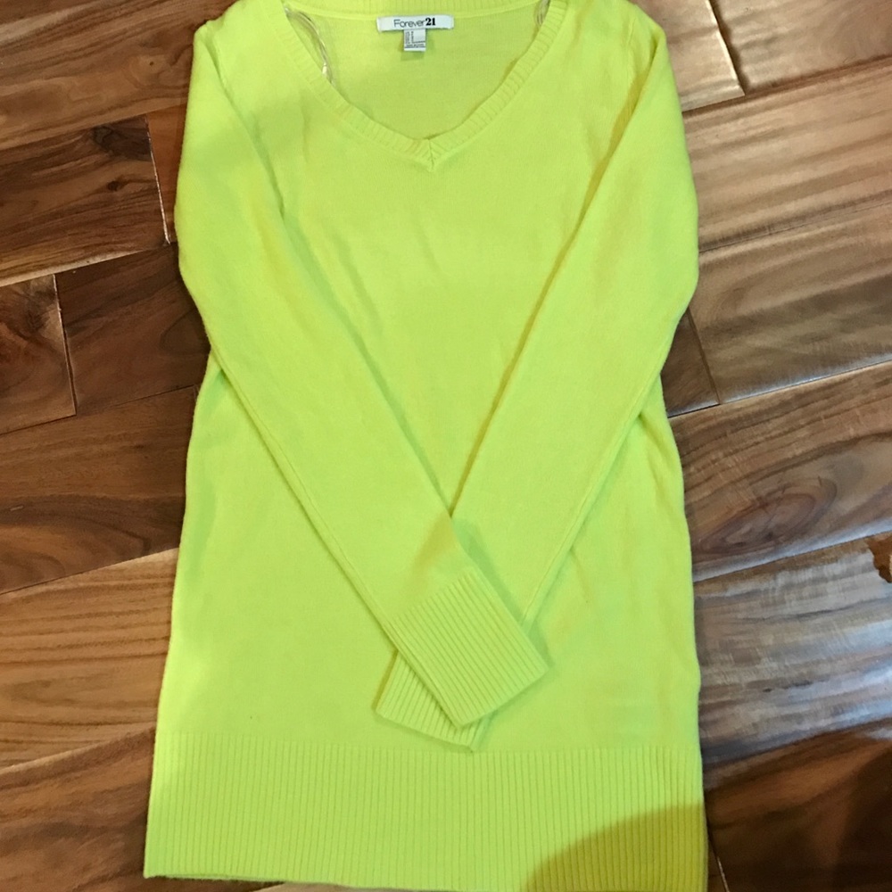 Lime yellow/green v-neck sweater