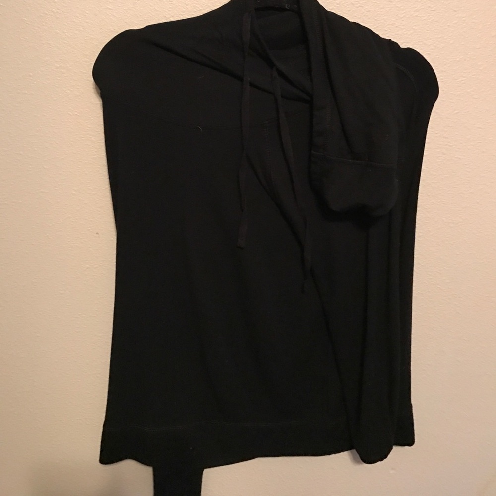 Black cotton cowl neck hoodie