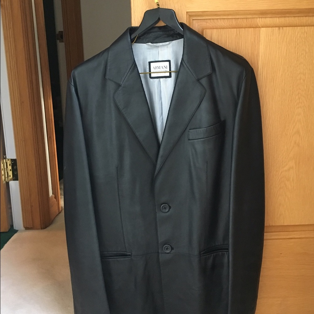 Armani calf skin leather Jacket - black color