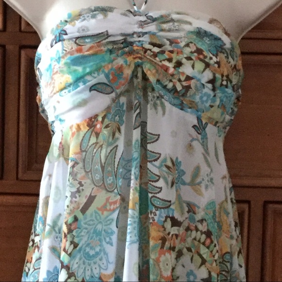 Multi colored sheer polyester halter top - Picture 2 of 3