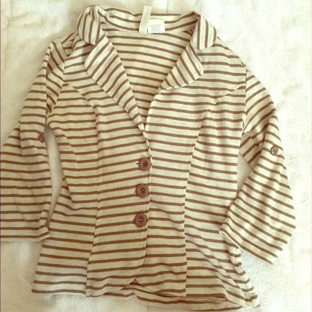 Stripy lightweight cardigan.