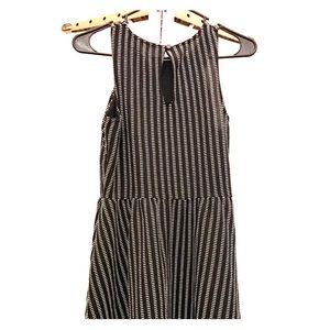 Black and white striped fit and flare dress