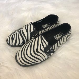 Zebra print slip on Vans