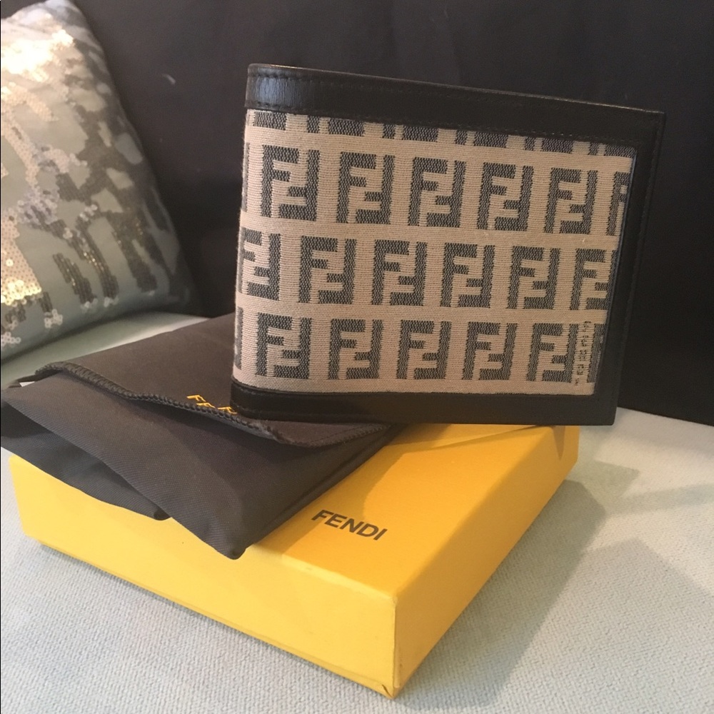Fendi Men's Logo Print Leather & Canvas Wallet