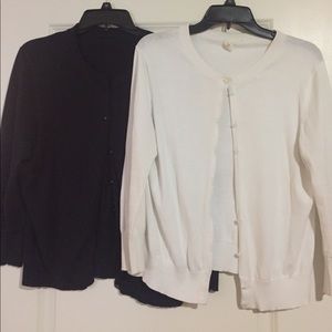 Navy and White J. Crew Cardigans 3/4 sleeve