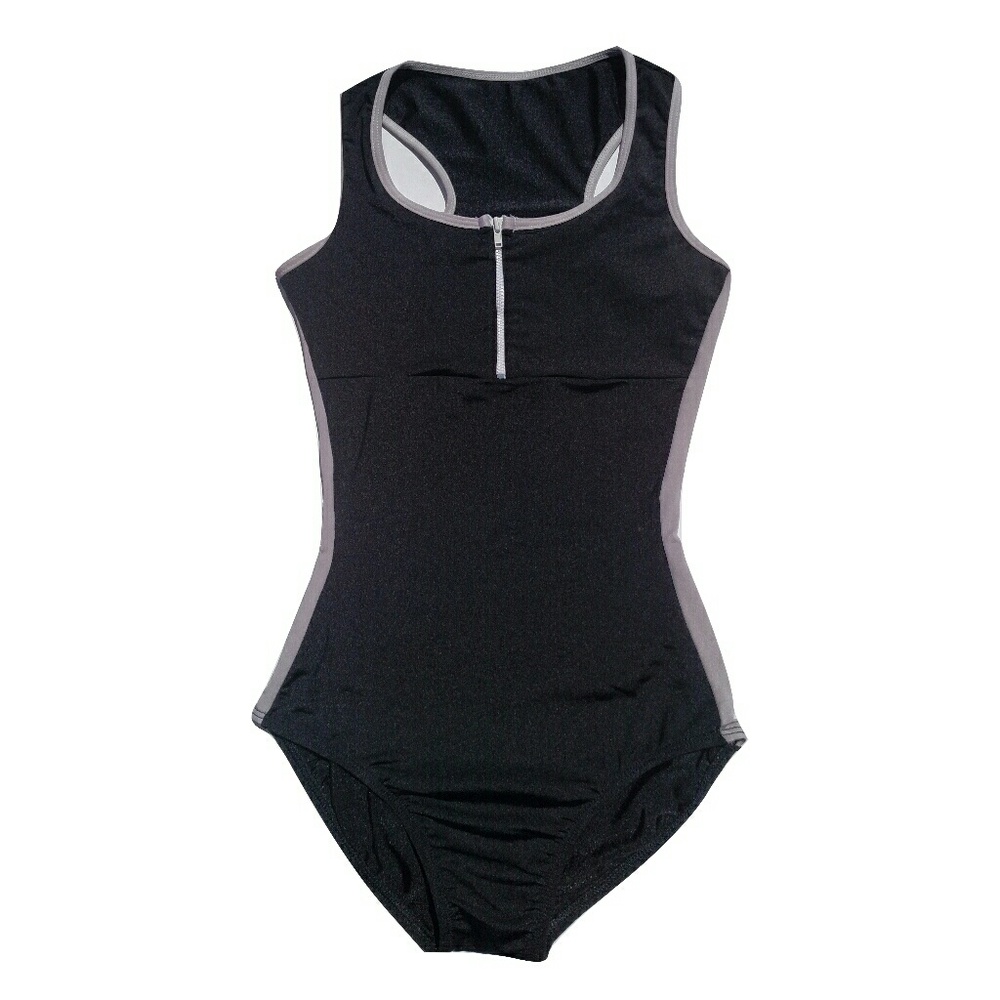 Natalie Racerback Leotard in Black and White